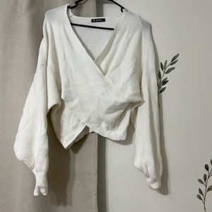 Criss cross puff sleeve sweater - never worn